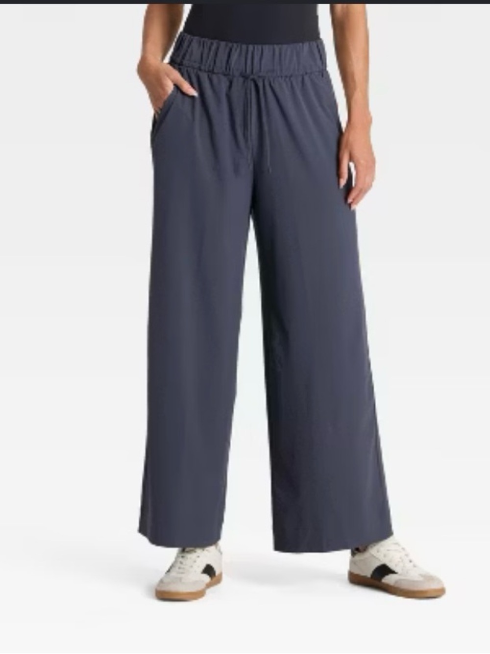 Wide Leg Pull-On Pants in blue color .